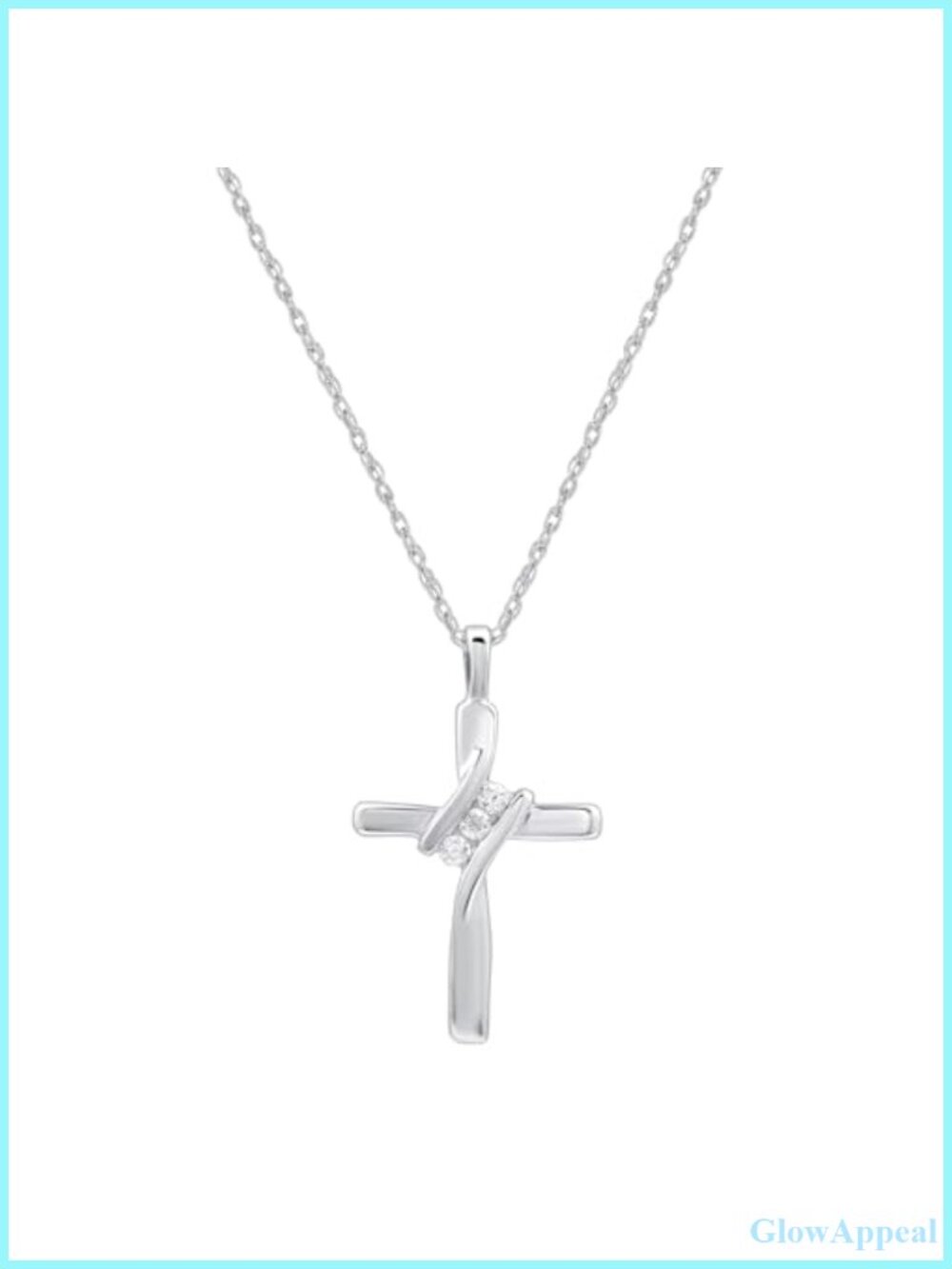 14KT Yellow Gold Plated & Sterling Silver Natural Diamond 3 Stone Cross Pendant